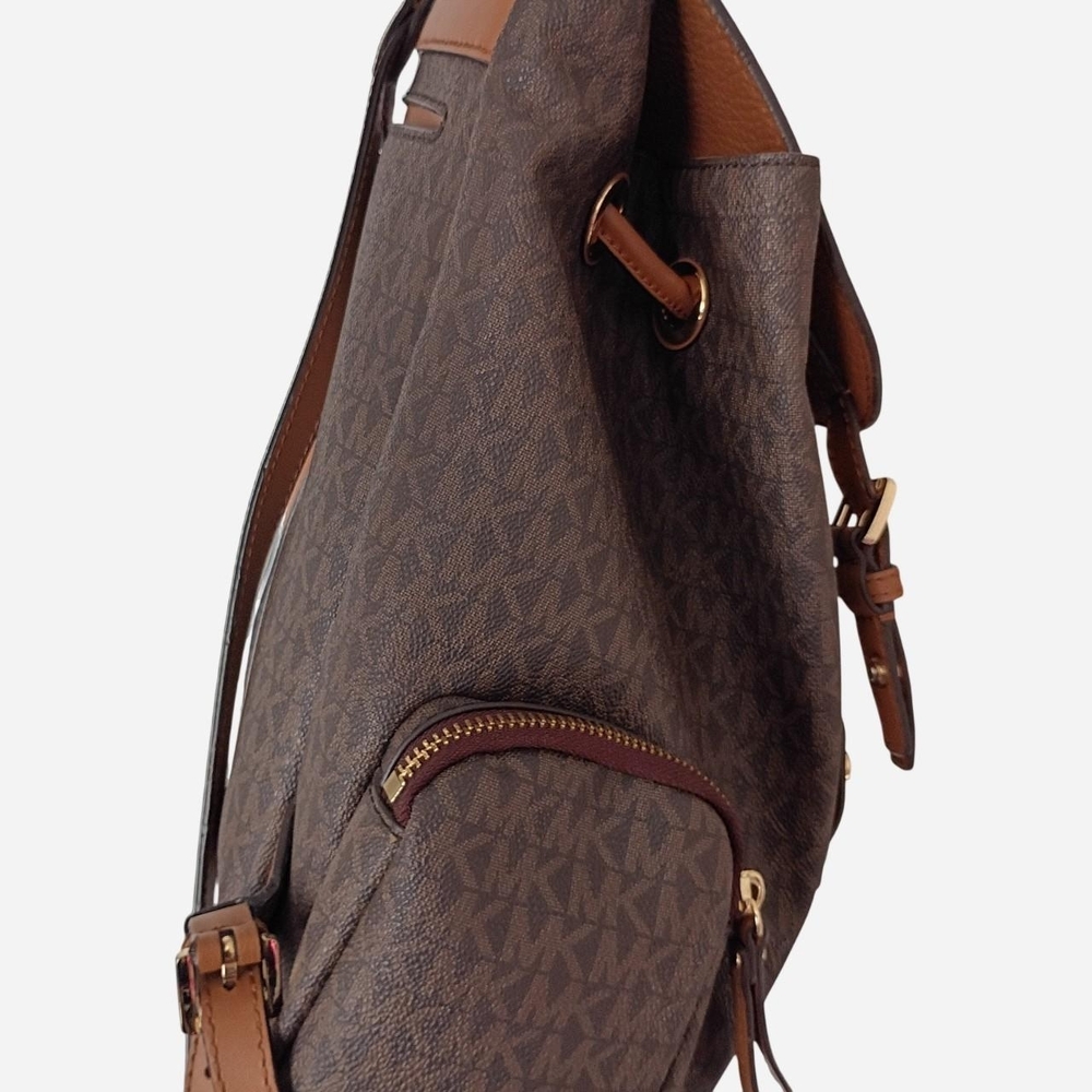 Michael Kors Brown Logo Drawstring Backpack with … - image 3